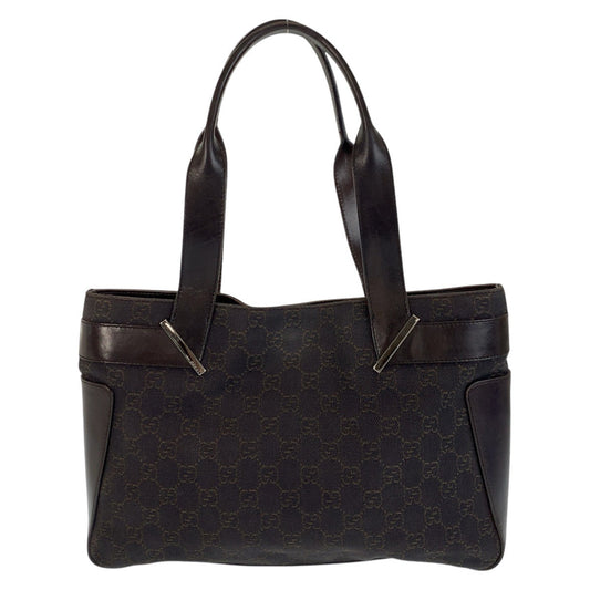 GUCCI Tote Bag 73983 GG canvas, leather Brown Tote Bag Shoulder Bag Women Used Authentic