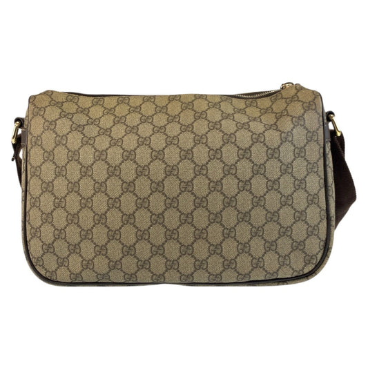 GUCCI Shoulder Bag 246861 GG Supreme Canvas Brown Beige SilverMetal