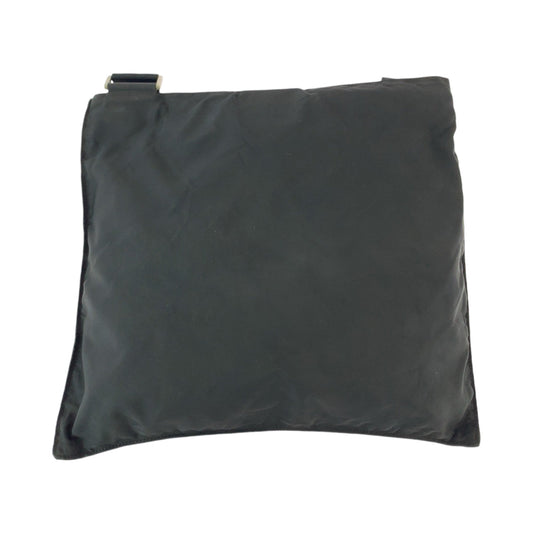 PRADA Shoulder Bag Nylon Black SilverMetal Shoulder Bag Messenger bag Test Triangle With logo Women Used Authentic