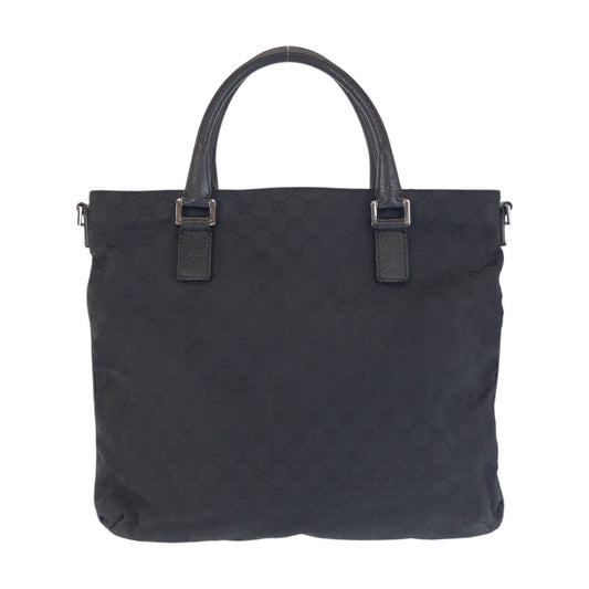 GUCCI Tote Bag 122797 GG canvas, leather Black Silver Metal Tote Bag Shoulder Bag Women Used Authentic