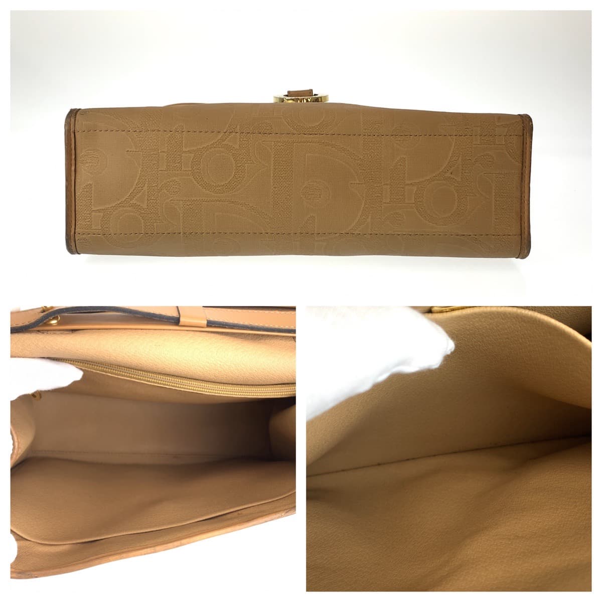 Dior Shoulder Bag Coated canvas Brown Beige Gold Metal Trotter