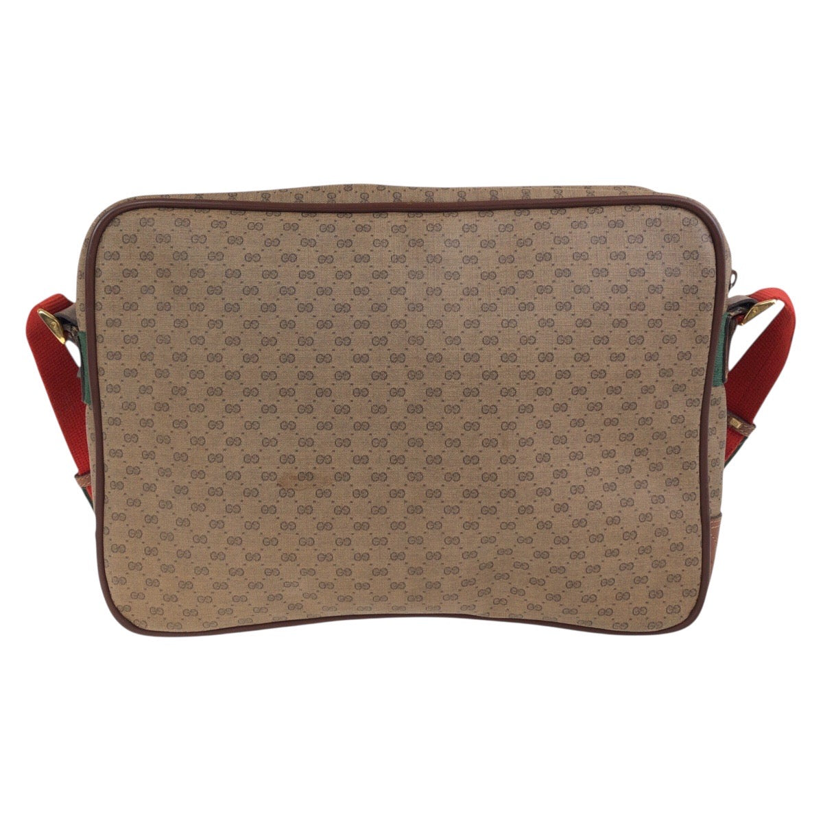 GUCCI Shoulder Bag 019 39 0107 PVC Brown Gold Metal Crossbody Shoulder Bag Unisex Old Gucci Shelly Line mens Used Authentic