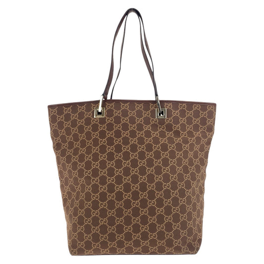 GUCCI Tote Bag 002 1098 GG canvas, leather Brown Gold Metal Tote Bag Shoulder Bag Women Used Authentic