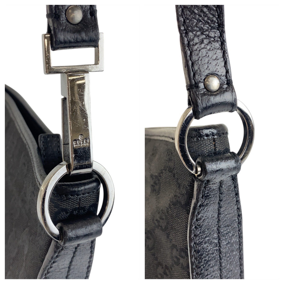 GUCCI Shoulder Bag 113013 GG canvas, leather black Messenger bag for men and women Women(Unisex) Used Authentic