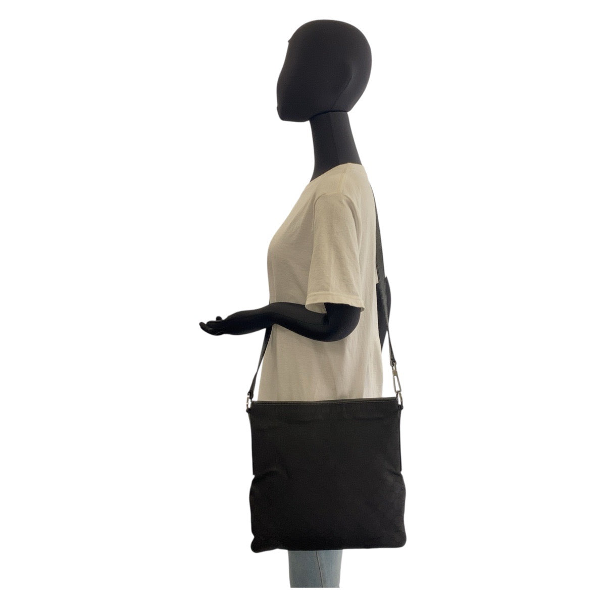 GUCCI Shoulder Bag 113013 GG canvas, leather black Messenger bag for men and women Women(Unisex) Used Authentic