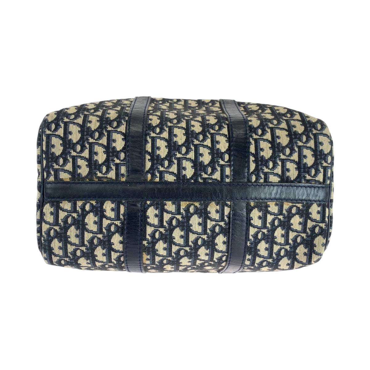 Dior Handbag canvas Navy Beige SilverMetal Trotter