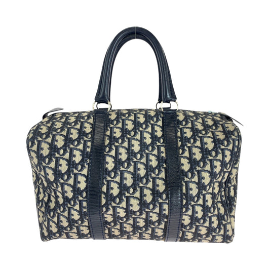 Dior Handbag canvas Navy Beige SilverMetal Trotter
