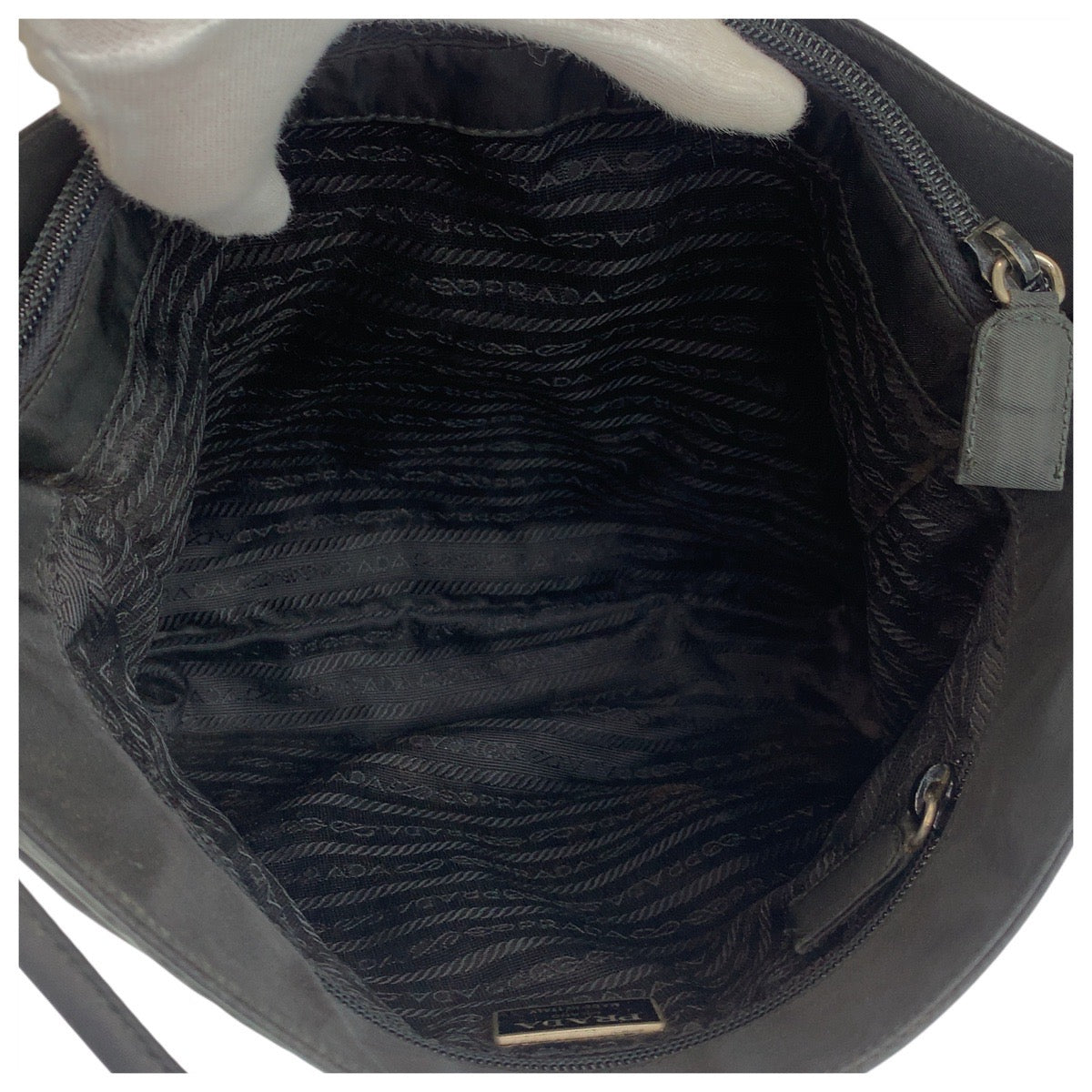 PRADA Tote Bag Nylon black Tote Bag Shoulder Bag Test Triangle With logo Women Used Authentic