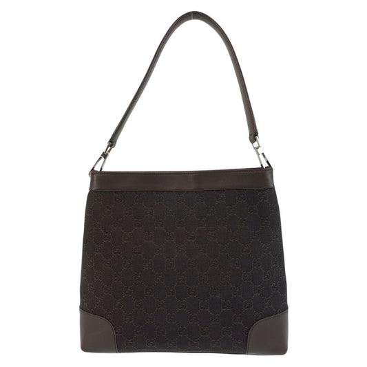 GUCCI Shoulder Bag 143745 GG canvas, leather Brown Silver Metal Women Used Authentic