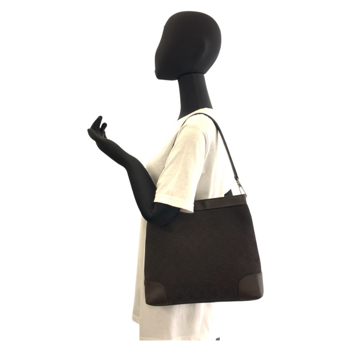 GUCCI Shoulder Bag 143745 GG canvas, leather Brown Silver Metal Women Used Authentic