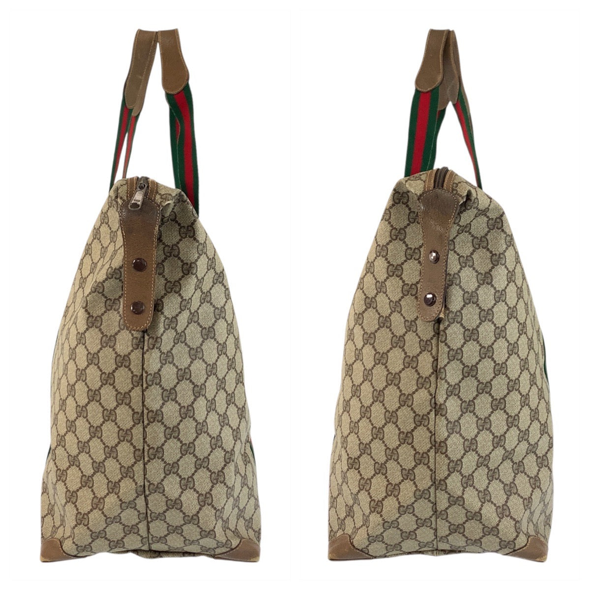 GUCCI Tote Bag 89 19 012 GG Supreme canvas, leather Brown beige Tote Bag Shoulder Bag Sherry Line Old Gucci Women Used Authentic