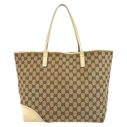 GUCCI Tote Bag 169945 GG canvas, leather beige Abby Newbritt Women Used Authentic