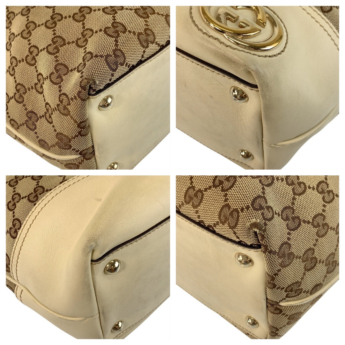 GUCCI Tote Bag 169945 GG canvas, leather beige Abby Newbritt Women Used Authentic