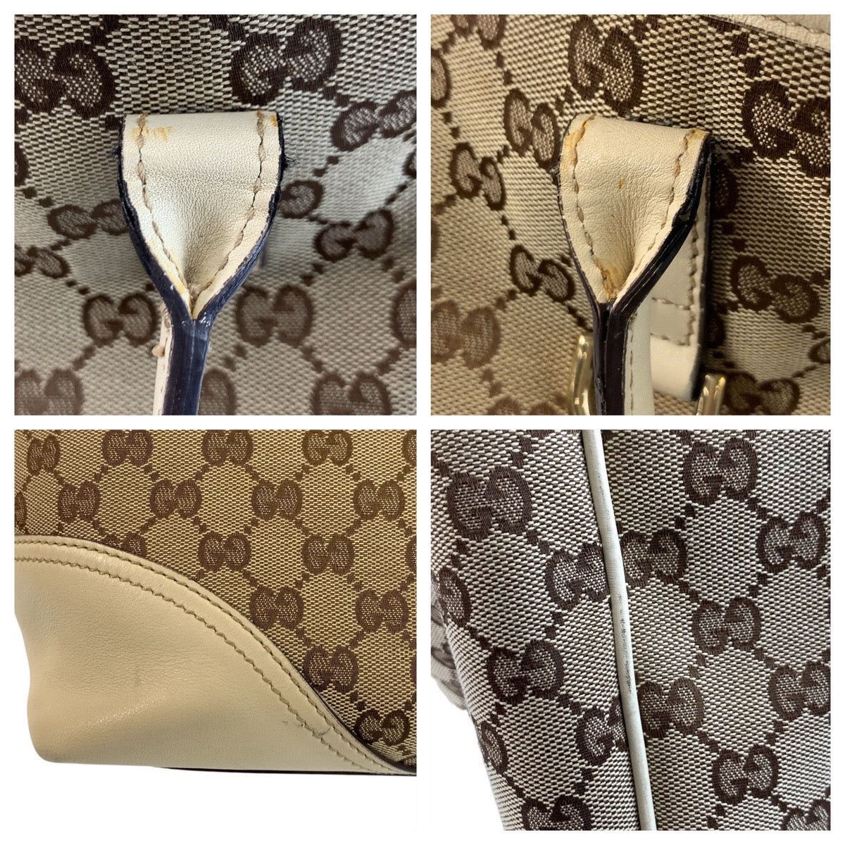 GUCCI Tote Bag 169945 GG canvas, leather beige Abby Newbritt Women Used Authentic