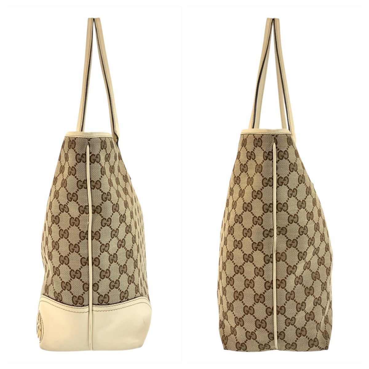 GUCCI Tote Bag 169945 GG canvas, leather beige Abby Newbritt Women Used Authentic