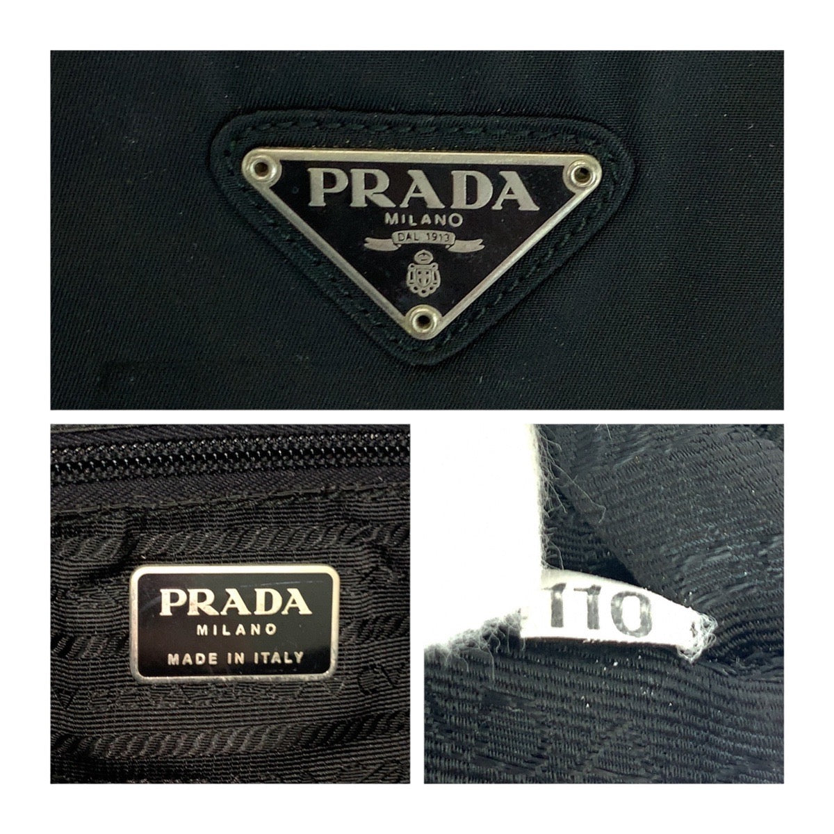 PRADA Shoulder Bag 110 Nylon black Shoulder Bag Tote Bag Test Triangle With logo Women Used Authentic