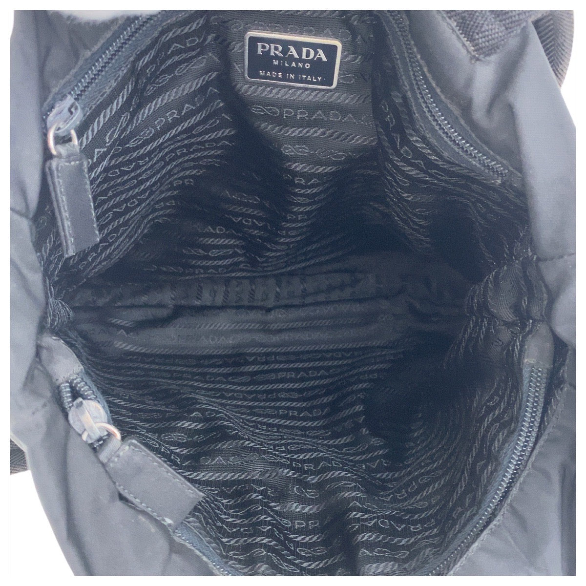 PRADA Tote Bag Nylon, Leather black Tote Bag Shoulder Bag Test Triangle With logo Women Used Authentic