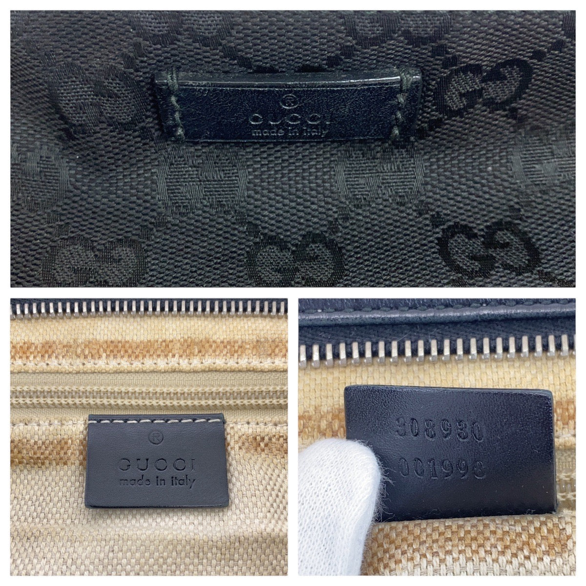 GUCCI Shoulder Bag 308930 GG canvas, leather black Crossbody Shoulder Bag Unisex Sherry line Women Used Authentic