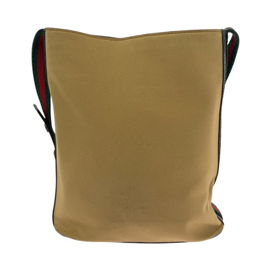 GUCCI Shoulder Bag 001 4286 canvas Camel Brown Gold Metal Shoulder Bag Shoulder Bag Sherry line Women Used Authentic