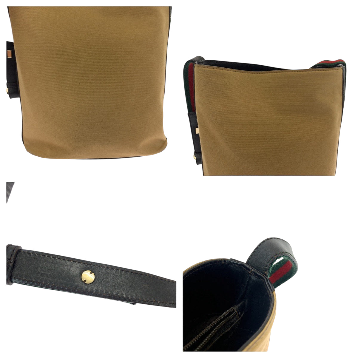 GUCCI Shoulder Bag 001 4286 canvas Camel Brown Gold Metal Shoulder Bag Shoulder Bag Sherry line Women Used Authentic