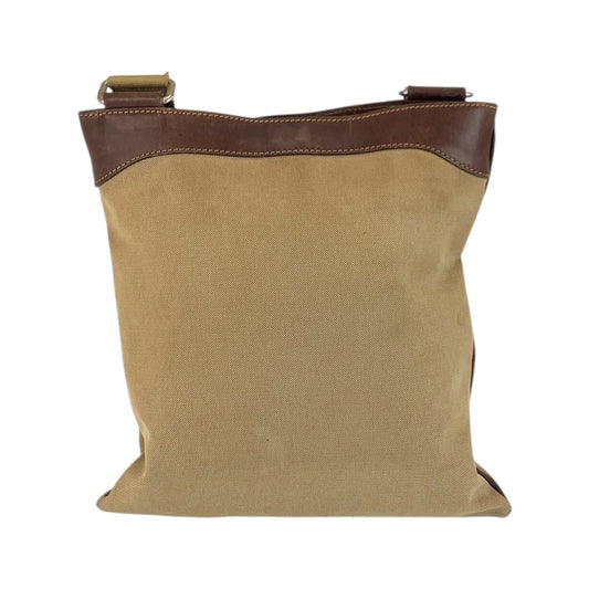 PRADA Shoulder Bag Canvas, Leather Beige Brown SilverMetal Shoulder Bag Messenger bag Logo jacquard Women Used Authentic