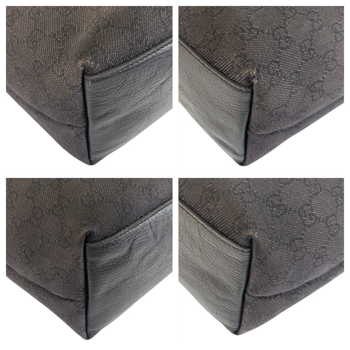 GUCCI Tote Bag 211525 GG canvas, leather black Tote Bag Shoulder Bag Interlocking Women Used Authentic