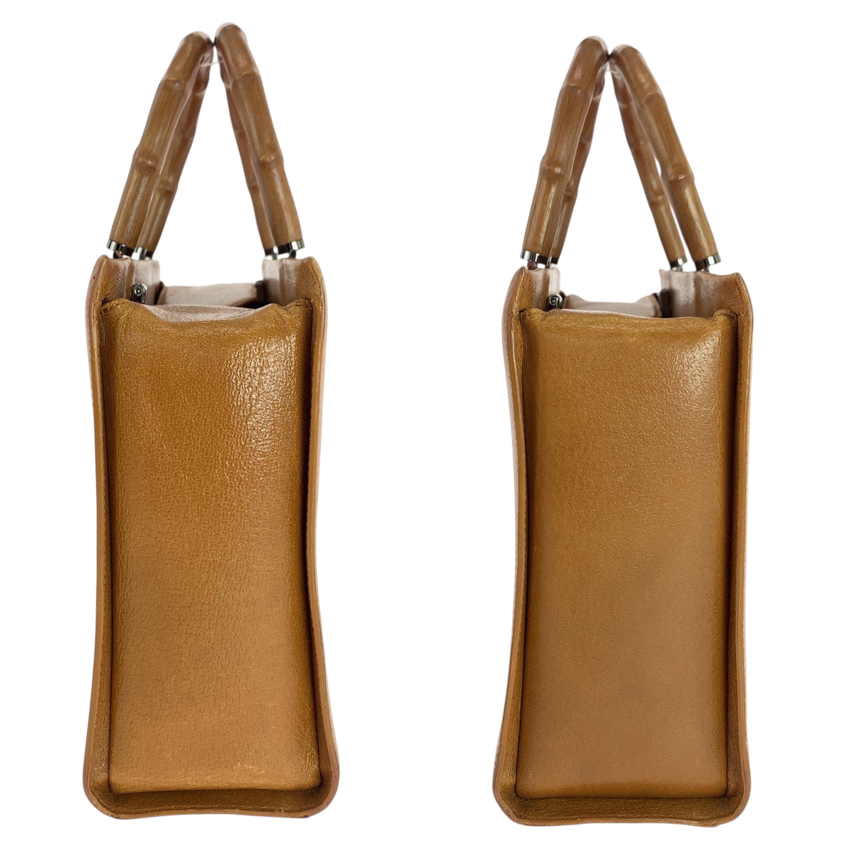 GUCCI Handbag 002 1035 leather Camel SilverMetal 2way Handbag Tote Bag Shoulder Bag Bamboo Women Used Authentic