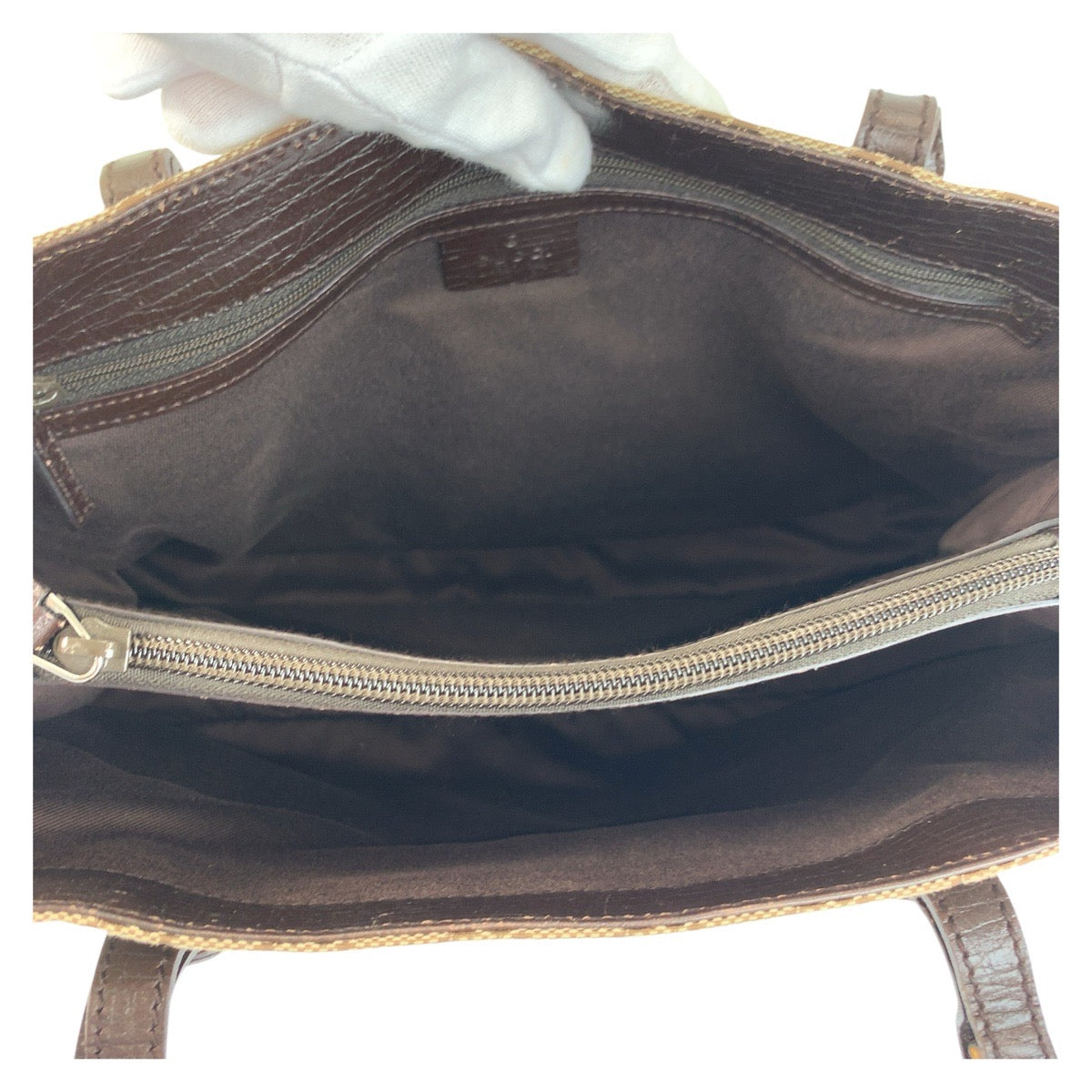 GUCCI Tote Bag 112526 GG canvas Beige Brown SilverMetal Tote Bag Shoulder Bag Bamboo Women Used Authentic
