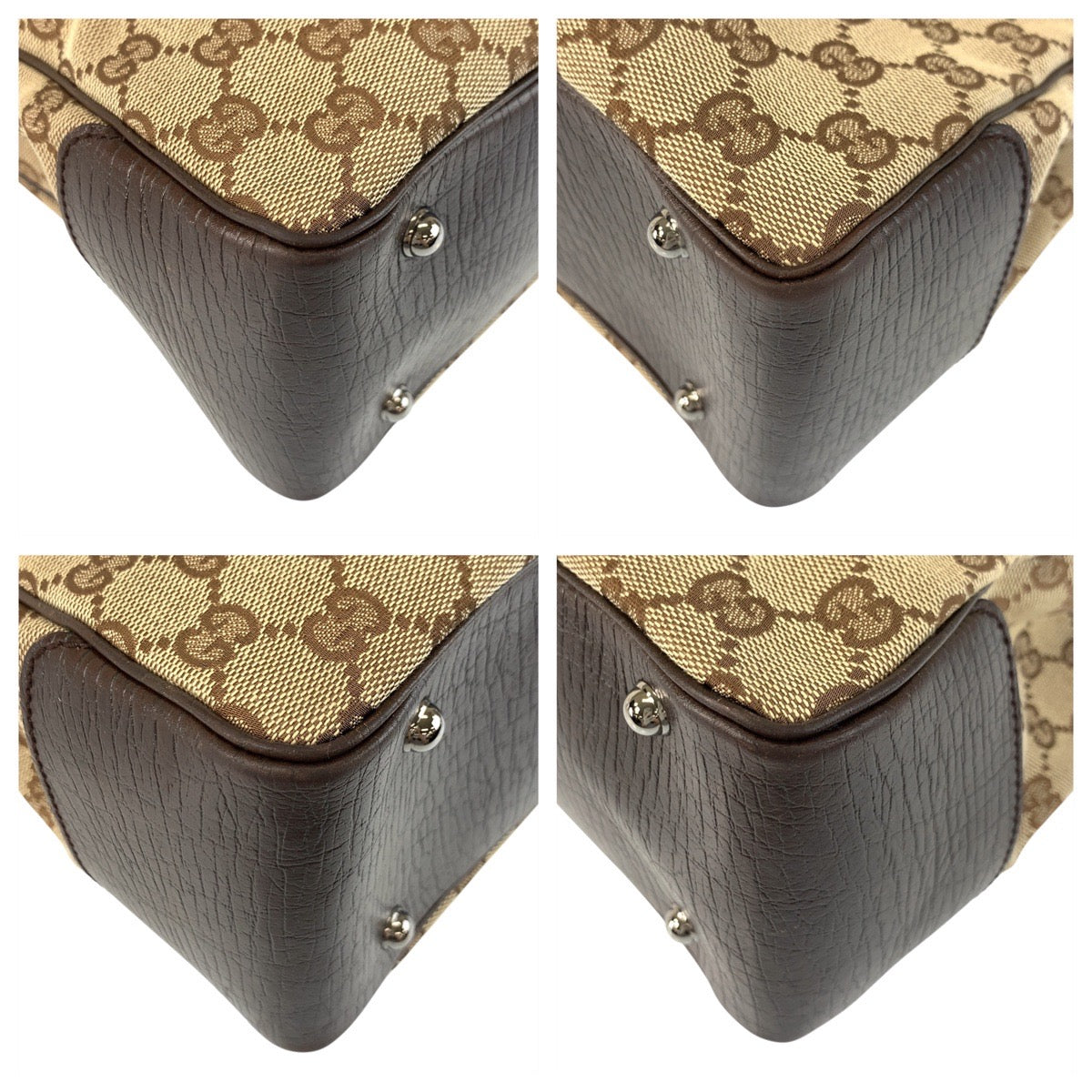 GUCCI Tote Bag 112526 GG canvas Beige Brown SilverMetal Tote Bag Shoulder Bag Bamboo Women Used Authentic