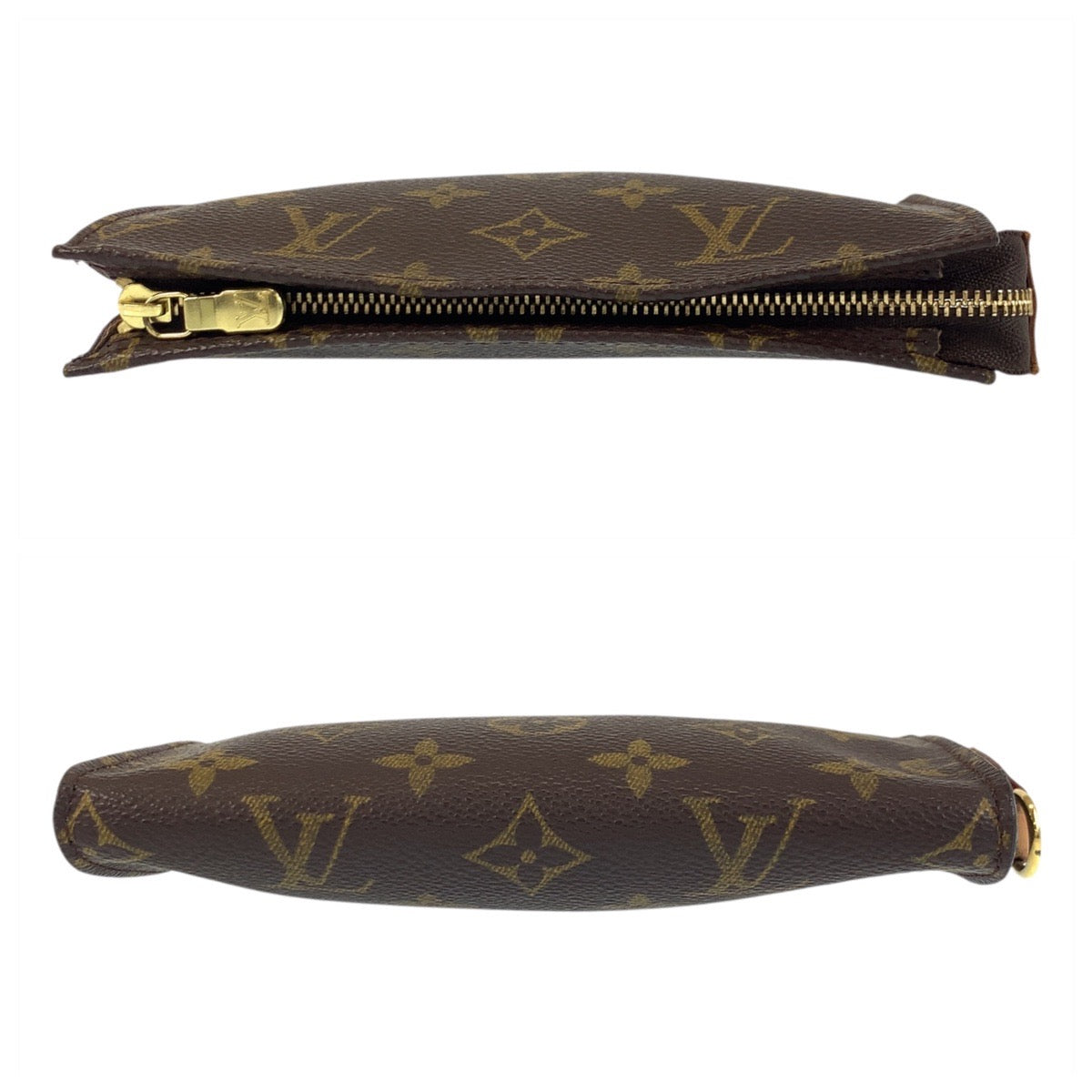 LOUIS VUITTON Pouch M47546 PVC Brown Gold Metal Monogram posh toilette 15
