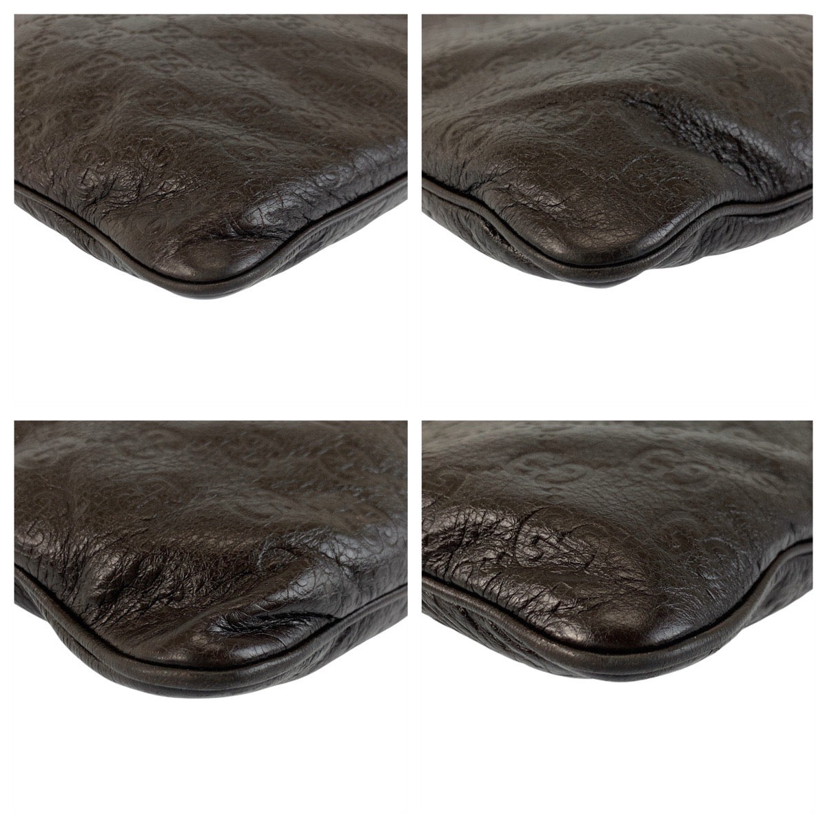 GUCCI Shoulder Bag 201446 leather Brown Silver Metal Shoulder Bag Messenger Bag Unisex Guccisima mens Used Authentic