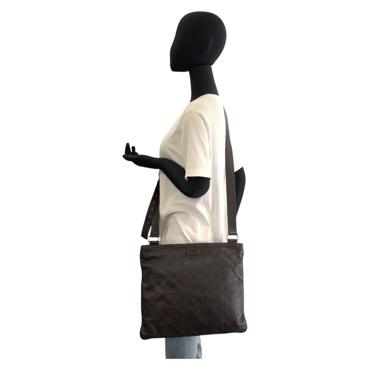 GUCCI Shoulder Bag 201446 leather Brown Silver Metal Shoulder Bag Messenger Bag Unisex Guccisima mens Used Authentic