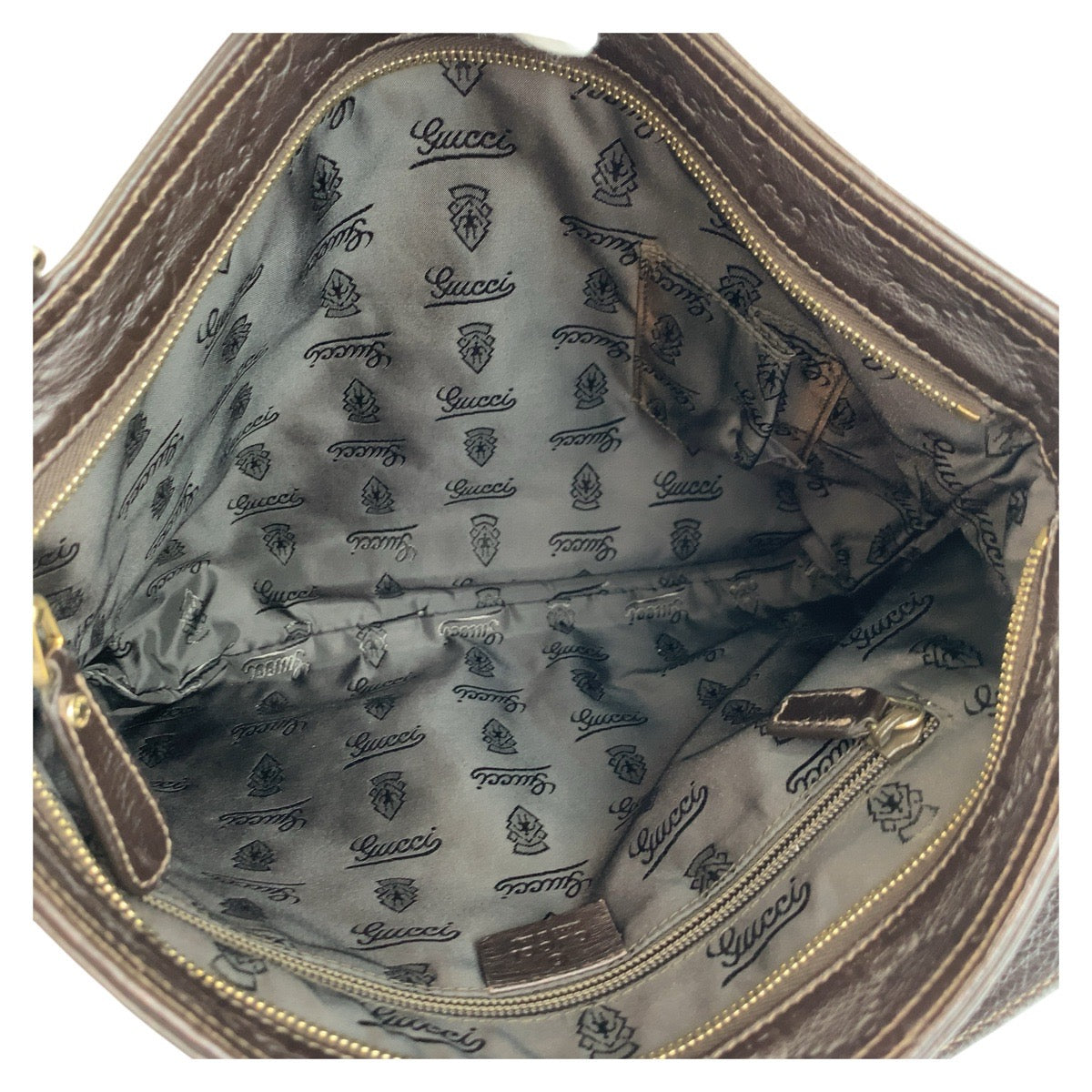 GUCCI Shoulder Bag 201446 leather Brown Silver Metal Shoulder Bag Messenger Bag Unisex Guccisima mens Used Authentic