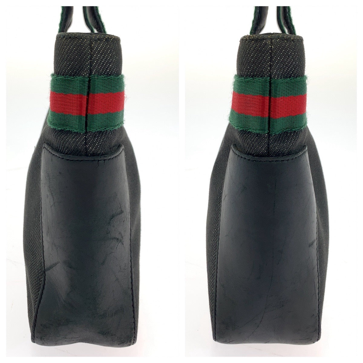 GUCCI Tote Bag 28984 canvas Black red green Tote Bag handbag Sherry line mens Used Authentic