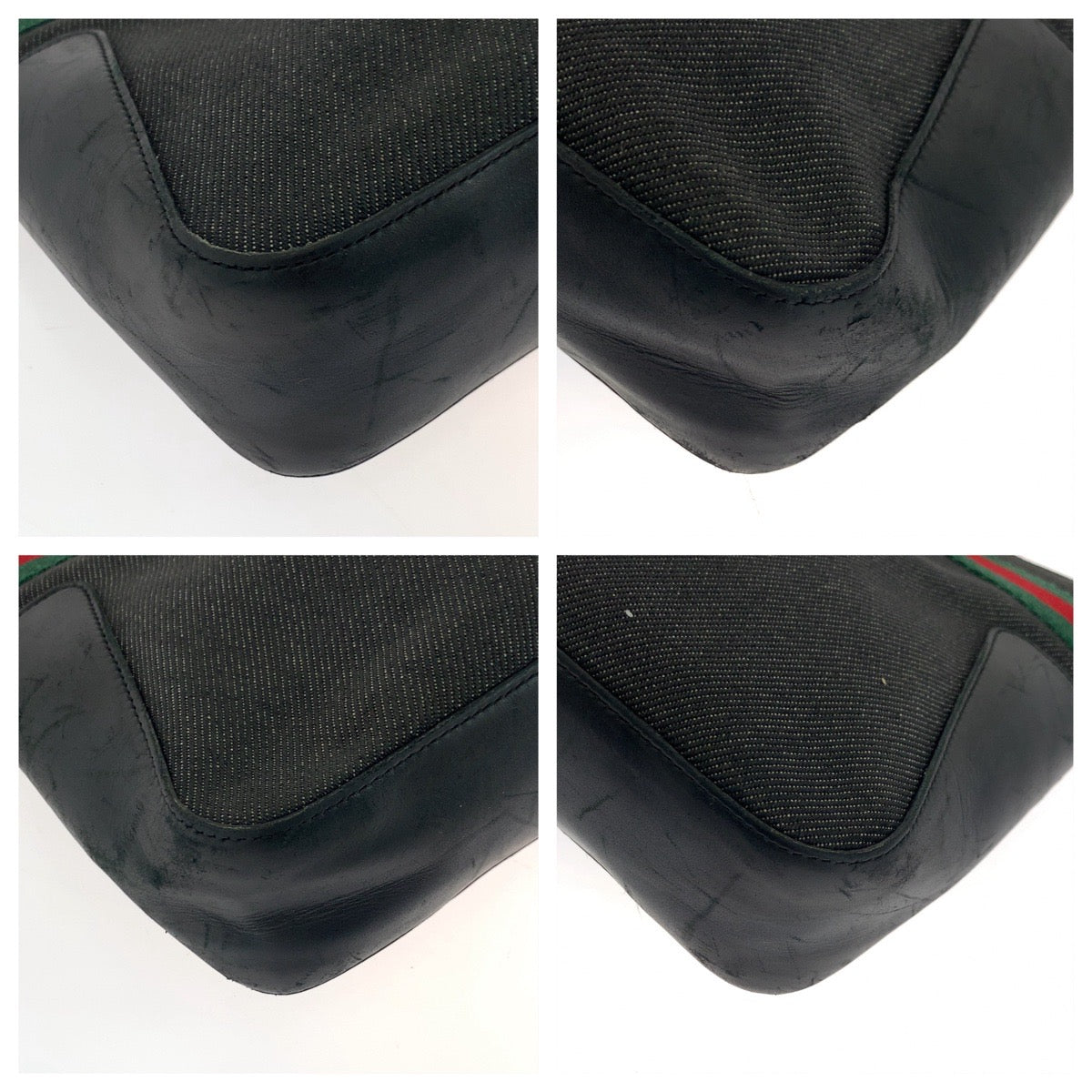 GUCCI Tote Bag 28984 canvas Black red green Tote Bag handbag Sherry line mens Used Authentic