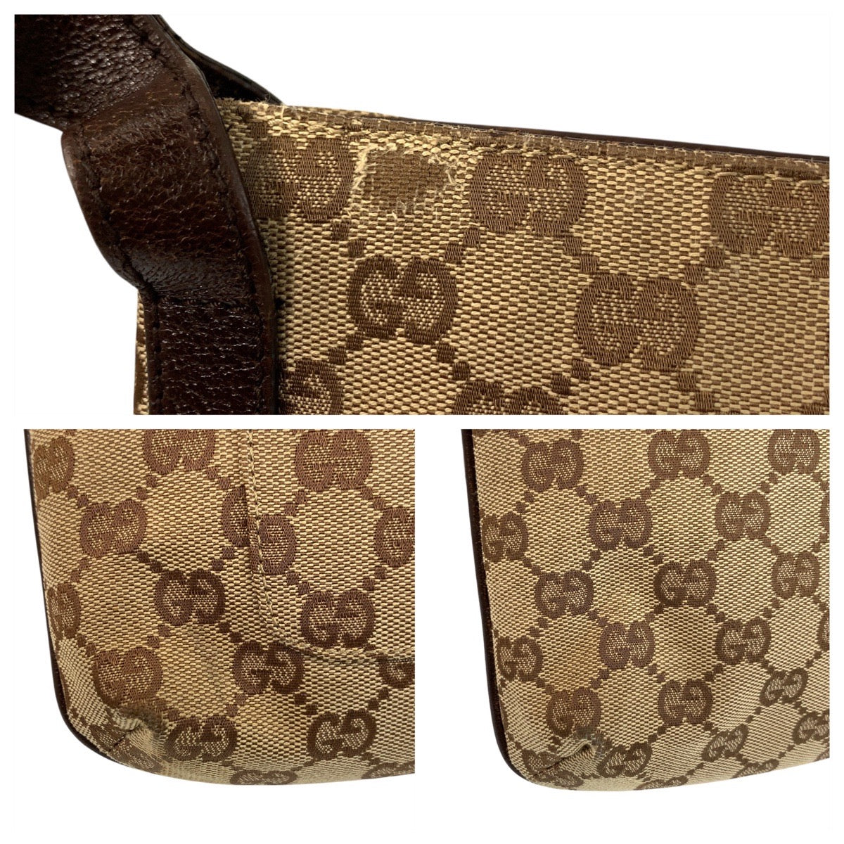 GUCCI Shoulder Bag 122793 GG canvas, leather Beige Brown SilverMetal Shoulder Bag pochette Women Used Authentic
