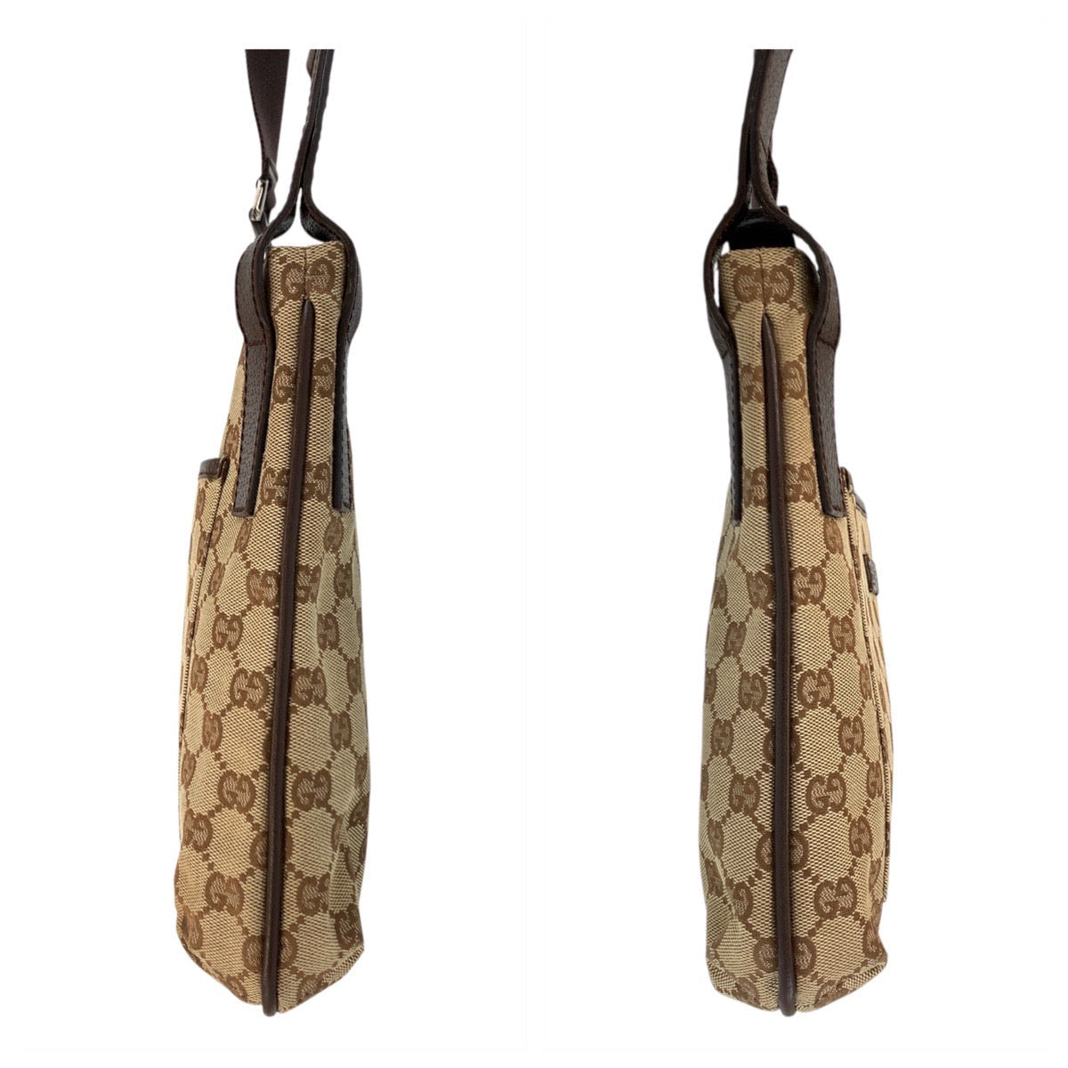 GUCCI Shoulder Bag 122793 GG canvas, leather Beige Brown SilverMetal Shoulder Bag pochette Women Used Authentic