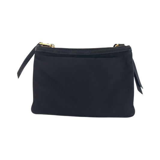 PRADA Shoulder Bag 1BH046 Nylon black Shoulder Bag pochette Test logo Women Used Authentic