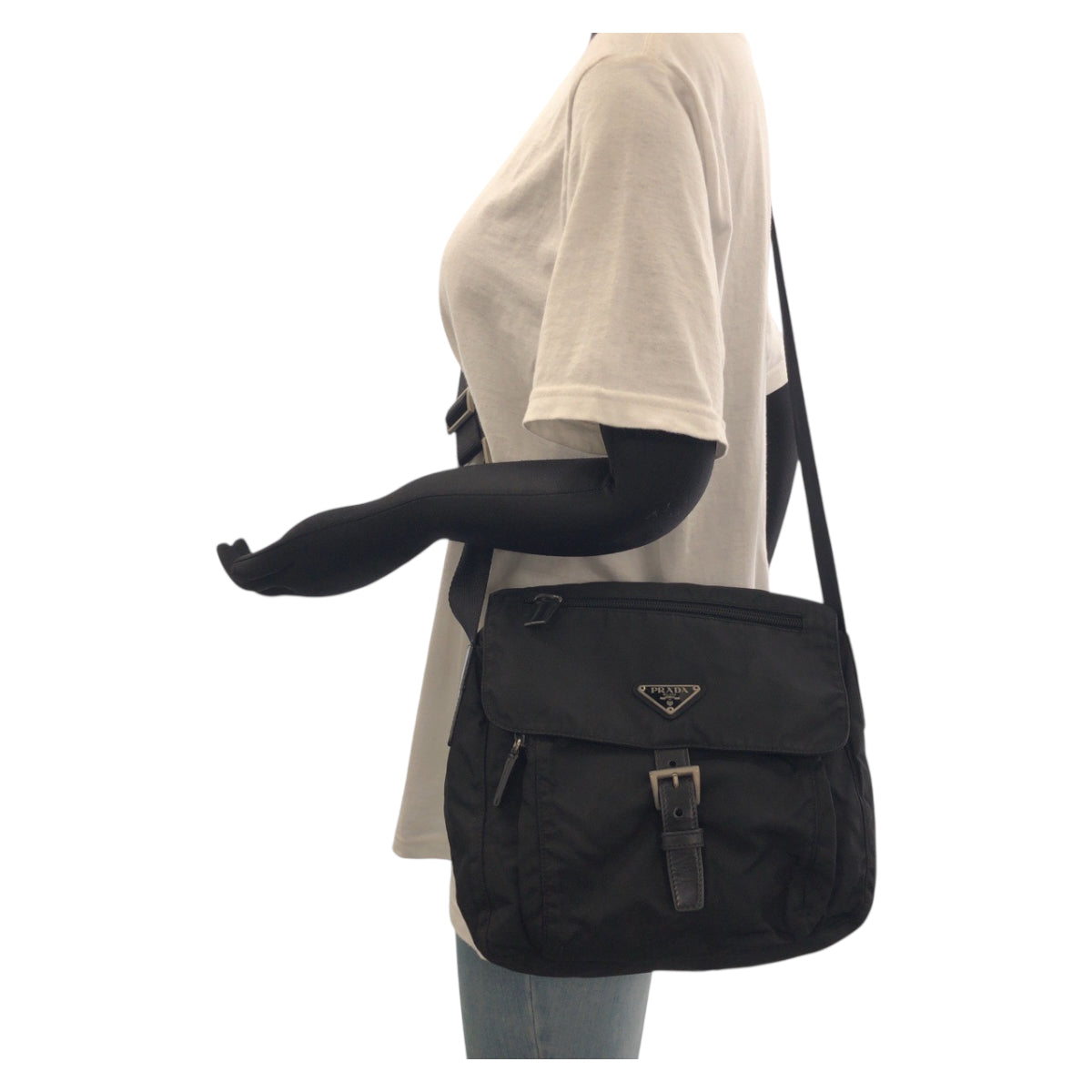 PRADA Shoulder Bag Nylon black Shoulder Bag pochette Test Triangle With logo mens Used Authentic