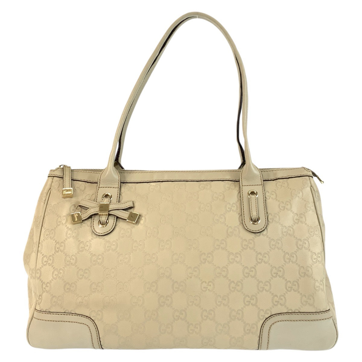 GUCCI Tote Bag 177052 leather beige Tote Bag Shoulder Bag Guccishima Princey Women Used Authentic