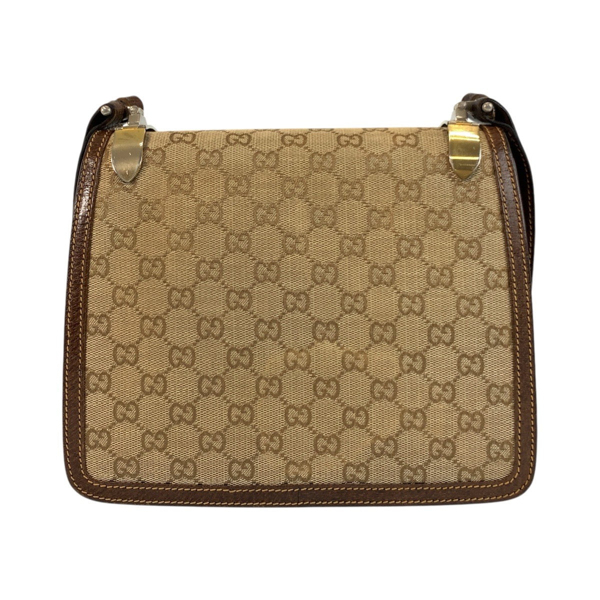 GUCCI Shoulder Bag GG canvas, leather Beige brown Old Gucci Women Used Authentic
