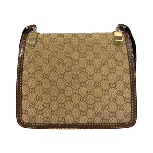 GUCCI Shoulder Bag GG canvas, leather Beige brown Old Gucci Women Used Authentic