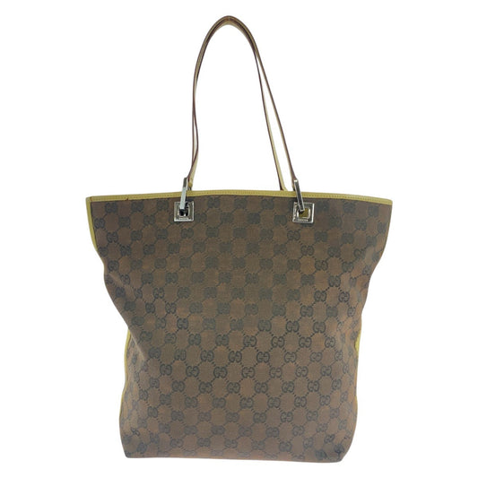 GUCCI Tote Bag 31243 GG canvas, leather Brown Multicolor SilverMetal Tote Bag Shoulder Bag Women Used Authentic