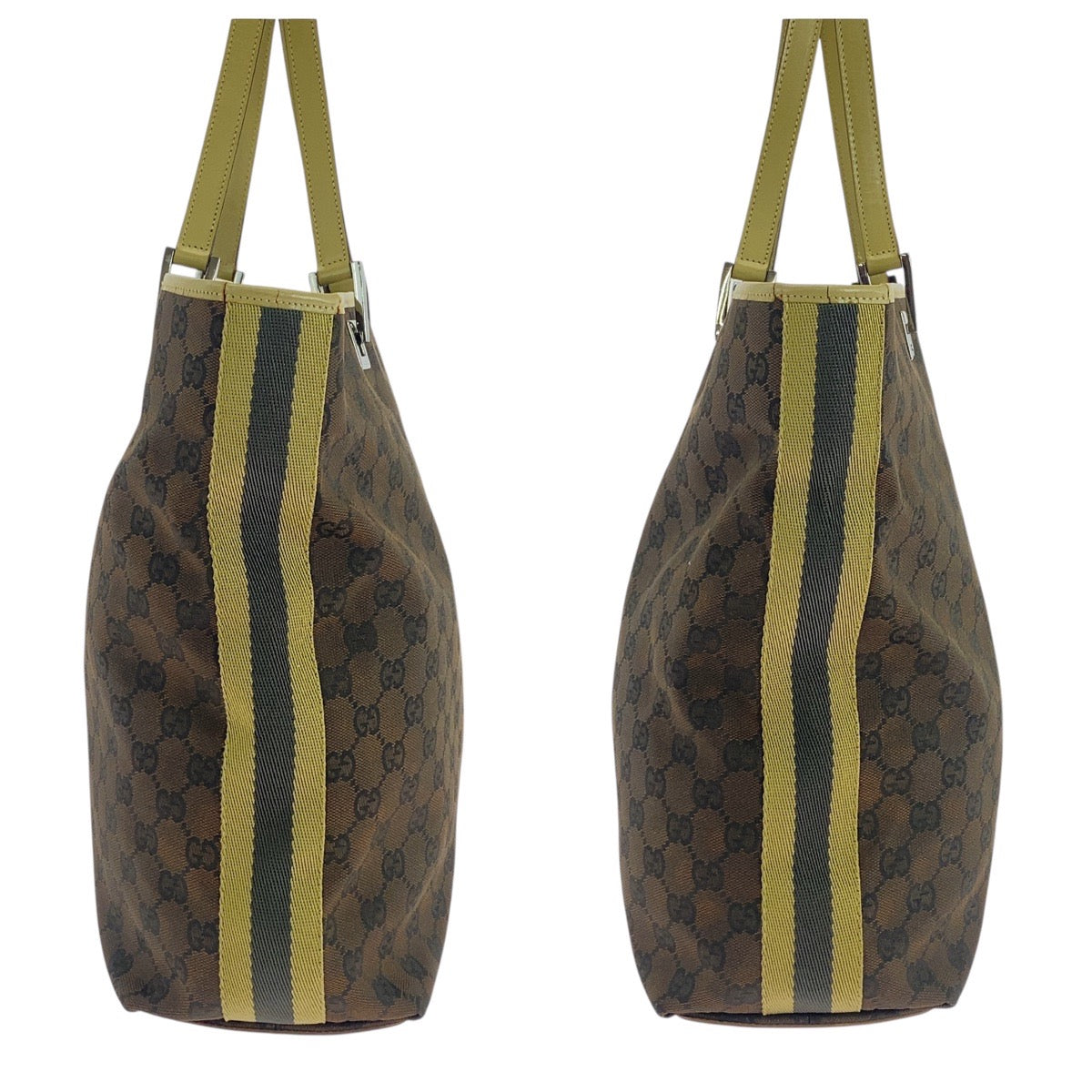 GUCCI Tote Bag 31243 GG canvas, leather Brown Multicolor SilverMetal Tote Bag Shoulder Bag Women Used Authentic