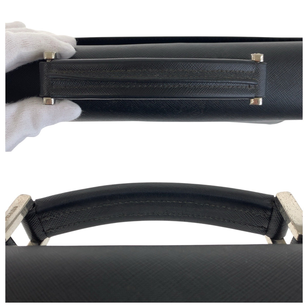 PRADA Business bag leather black Business bag briefcase Safiano mens Used Authentic