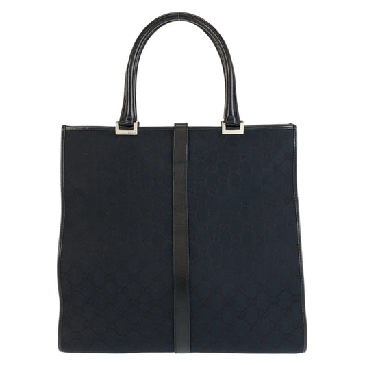 GUCCI Tote Bag 002 1064 GG canvas, leather Black SilverMetal Tote Bag handbag Jackie Women Used Authentic