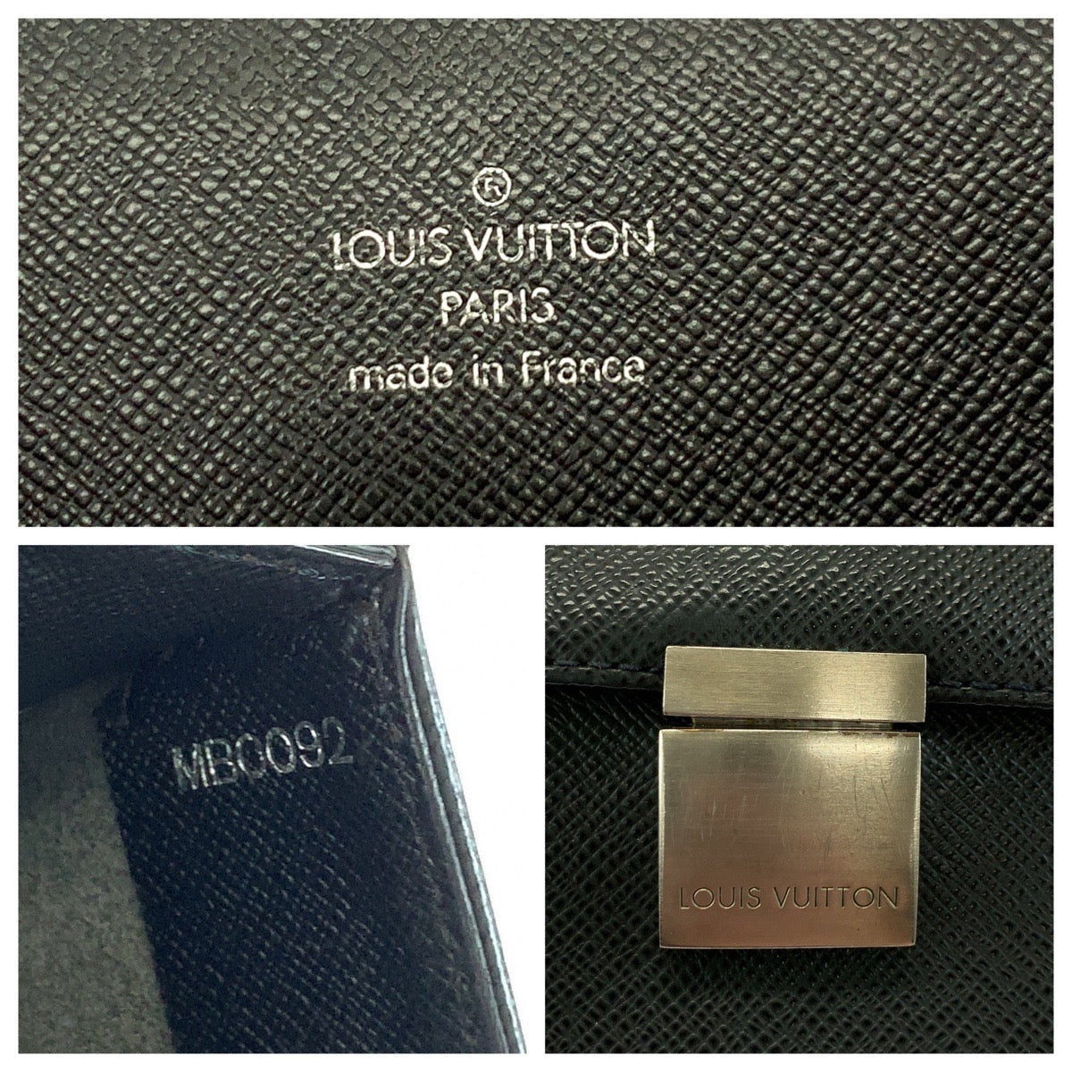 LOUIS VUITTON Business bag M30772 Taiga Ardoise Black SilverMetal Business bag handbag Taiga Angara mens Used Authentic
