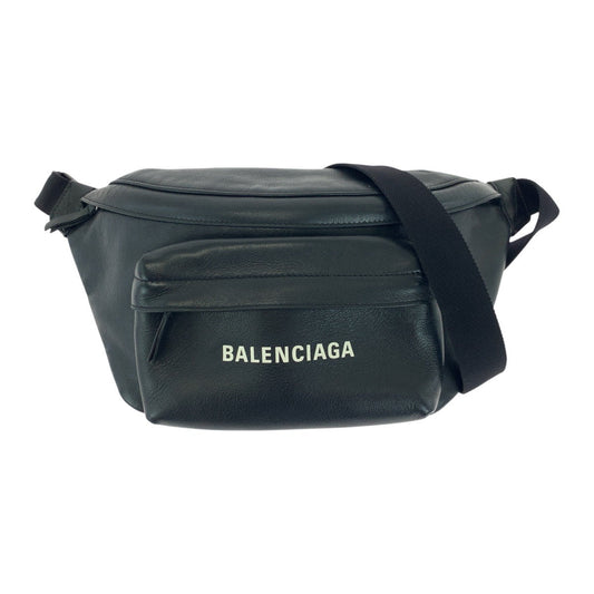 BALENCIAGA Sling bag 552376 leather black Sling bag Waist bag Unisex Every day Logo print mens Used Authentic