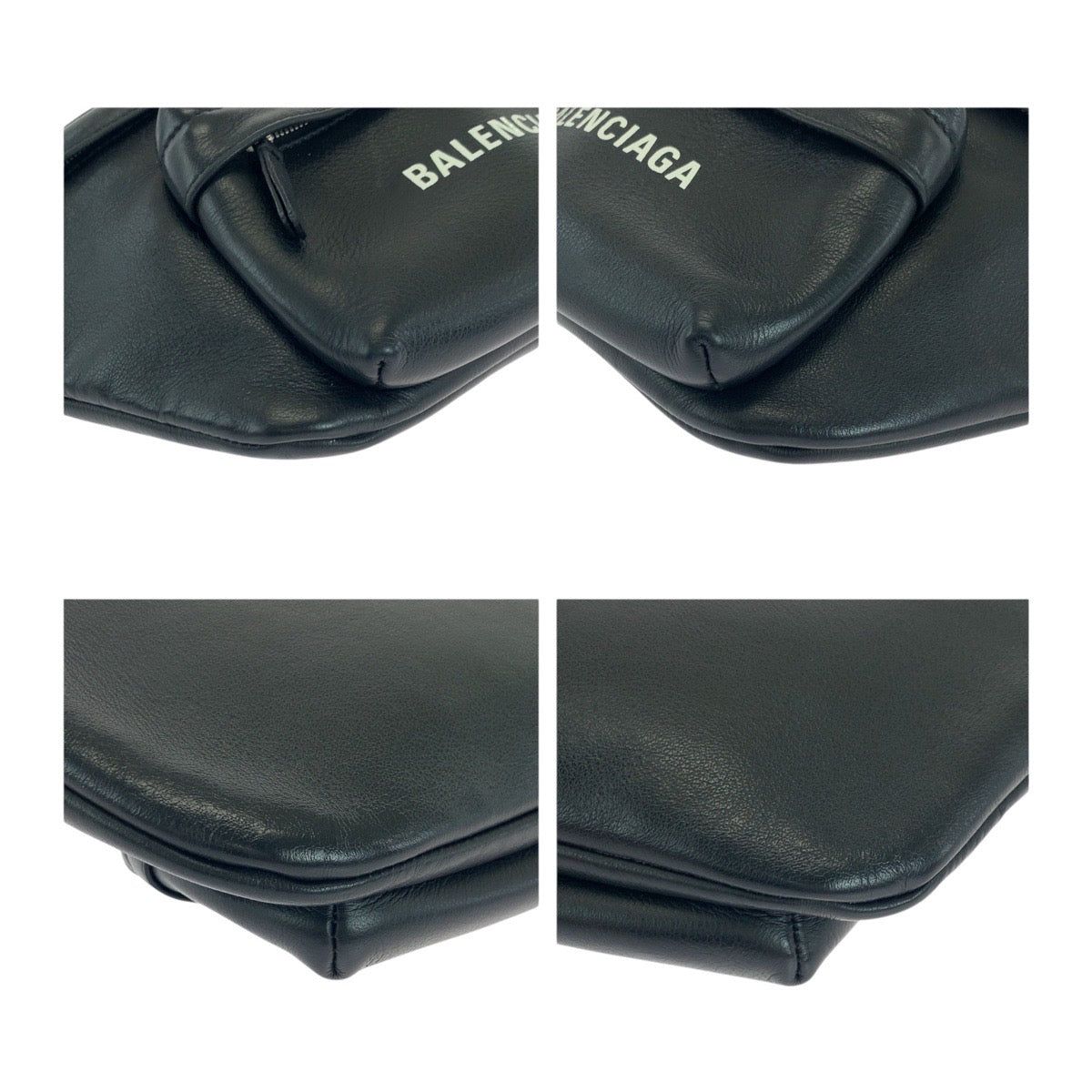 BALENCIAGA Sling bag 552376 leather black Sling bag Waist bag Unisex Every day Logo print mens Used Authentic