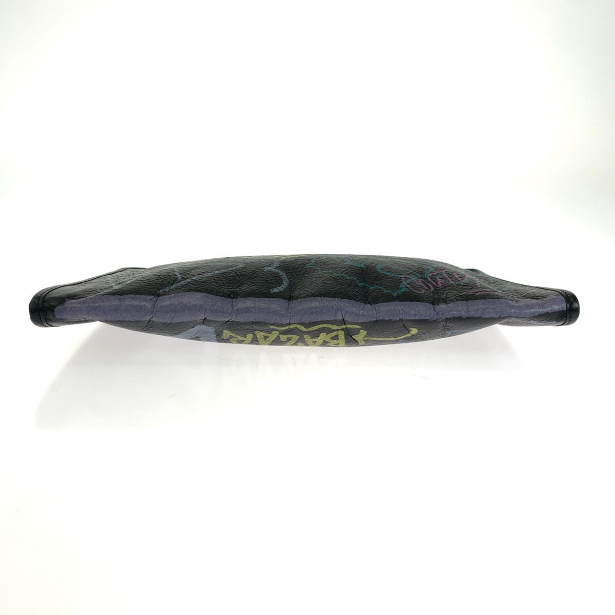 BALENCIAGA Clutch bag 443658 1060 leather black Clutch bag business bag graffiti print Women Used Authentic